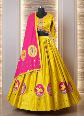 Garba Special Elegant Yellow Silk Chaniya Choli