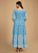 Sky Blue Georgette Thread Embroidered Anarkali Dress