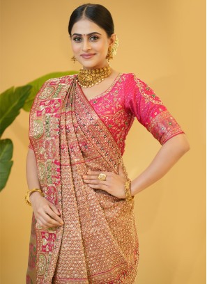 Buy Peach Gotta Patti Saree Online – Vasansi Jaipur