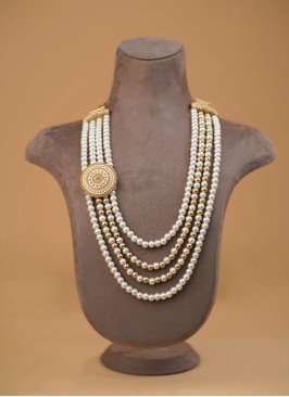 Golden And White Layered Mala For Wedding