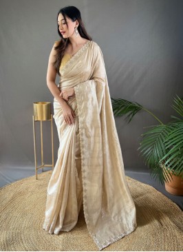 Golden Color Silk Festive Saree