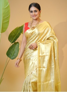 Golden Weaving Kanjivaram Silk Classic Saree