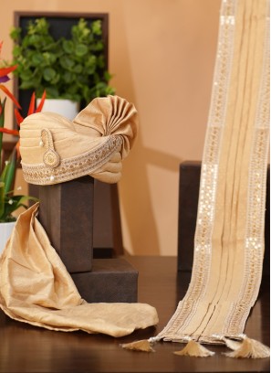 Golden Wedding Turban And Dupatta Set