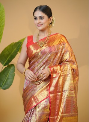 Golden Wedding Wear Kanjivaram Silk Saree