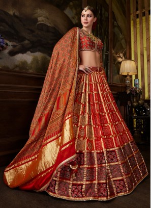 Gorgeous Ajrakh Printed Gajji Silk Lehenga Choli