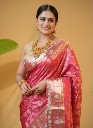 Shop Rani Pink Art Silk Gota Saree Wedding Wear Online at Best Price