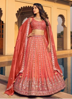 Gorgeous Indian Red Sequins Embroidered Lehenga Ch