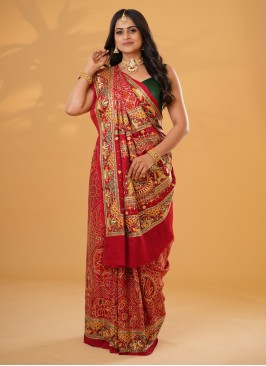 Gorgeous Modal Gajji Silk Gharchola Saree With Bandhani Print