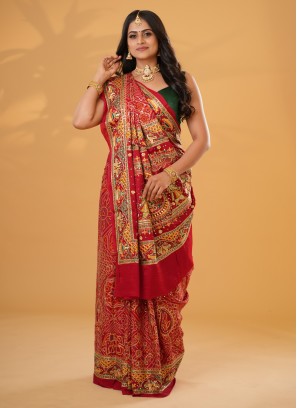 Gorgeous Modal Gajji Silk Gharchola Saree With Bandhani Print