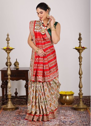 Gorgeous Pure Silk Saree With Patola Weaving Work
