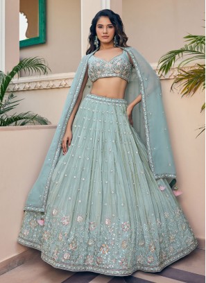 Graceful Light Blue Designer Lehenga Choli With Dupatta