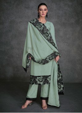 Green Color Organza Dress Material