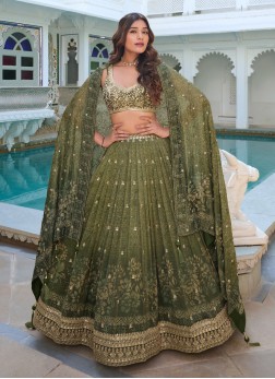 Green Designer Wedding Lehenga Choli With Dupatta