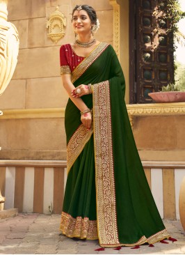 Remarkable Green Party Wear Artificial Silk Saree