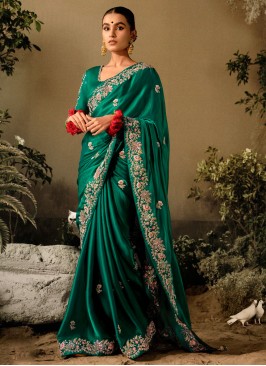 Trendy Green Art Silk Designer Saree