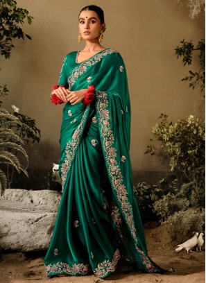 Trendy Green Art Silk Designer Saree