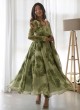 Soothing Pista Green Organza Anarkali Suit With Dupatta