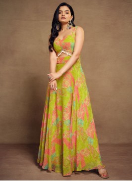 Festive Wear Multi Color Gown In Georgette