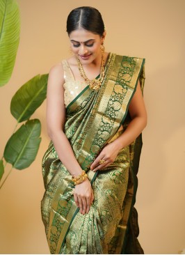 Green Kanjivaram Silk Woven Saree