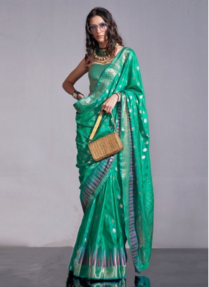 Green Woven Handloom Silk Saree