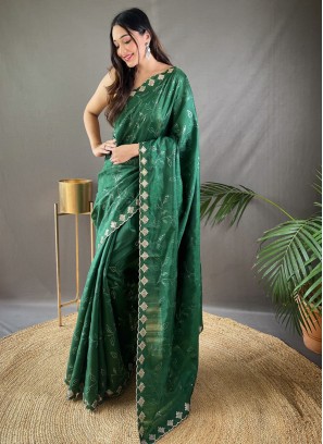 Green Silk Wedding Wear Saree