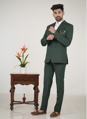 Green Tuxedo Suit In Imported Fabric