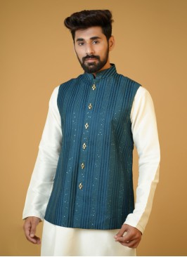 Green Wedding Wear Readymade Nehru Jacket