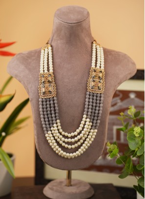 Grey And White Layered Mala For Wedding