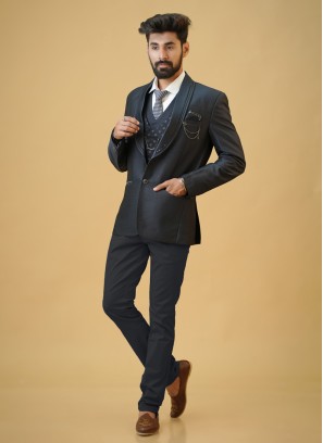 Grey Imported Fabric Suit For Men