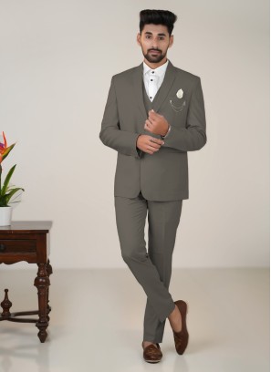 Grey Suit Set In Imported Fabric