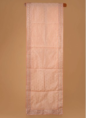 Groom Wear Peach Color Chanderi Fabric Dupatta