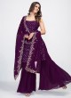 Dark Purple Georgette Gharara Suit With Dupatta