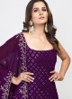 Dark Purple Georgette Gharara Suit With Dupatta