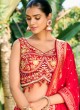 Red Embroidered Silk Lehenga Choli