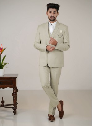 Imported Fabric Light Pista Green Tuxedo Suit For Wedding