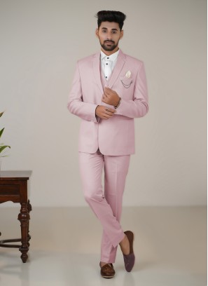 Imported Fabric Pink Tuxedo Suit For Wedding
