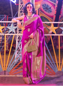 Traditional Rani Handloom Silk Wedding Saree