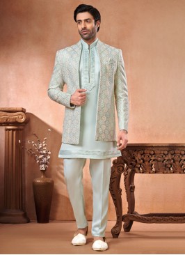 Jacket Style Indowestern With Detailed Thread Work