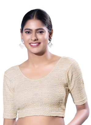 Jacquard Silk Off White Stretchable Blouse