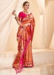 Exquisite Peach Weaving Embroidered Paithani Silk Saree