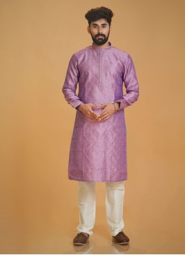 Lavender Color Silk Kurta Pajama Set