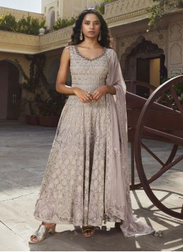 Lavender Lucknowi Embroidered Georgette Anarkali Dress