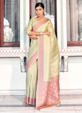 Light Green Kanjivaram Silk Festive Saree