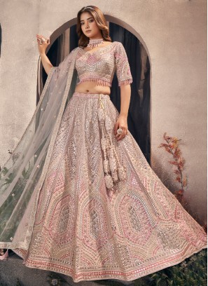 Light Lavender Designer Gotapatti Embroidered Lehenga Choli