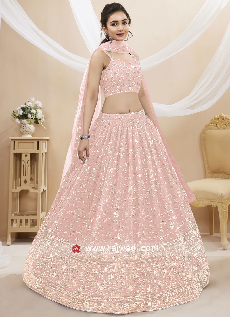 Peacock Design Georgette Deep Pink Kalidar Lehenga Choli – Adore Styelsus