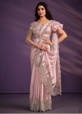 Light Pink Festive Ready-To-Wear Contemporary Saree