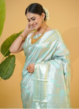 Light Sea Green Kanjivaram Silk Classic Saree