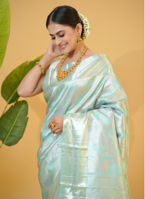 Light Sea Green Kanjivaram Silk Classic Saree