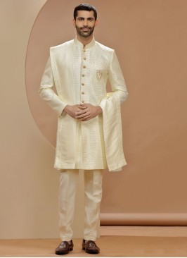 Light Yellow Jacket Style Indowestern Set