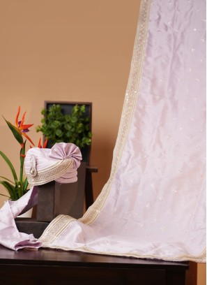 Lilac Cotton Silk Wedding Safa And Dupatta